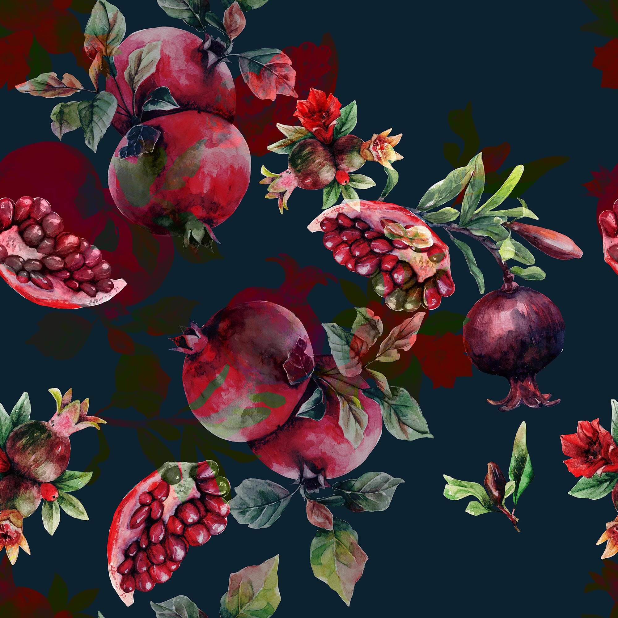 Pattern of pomegranates and flowers t00014p - Pattern of pomegranates and flowers - tegory