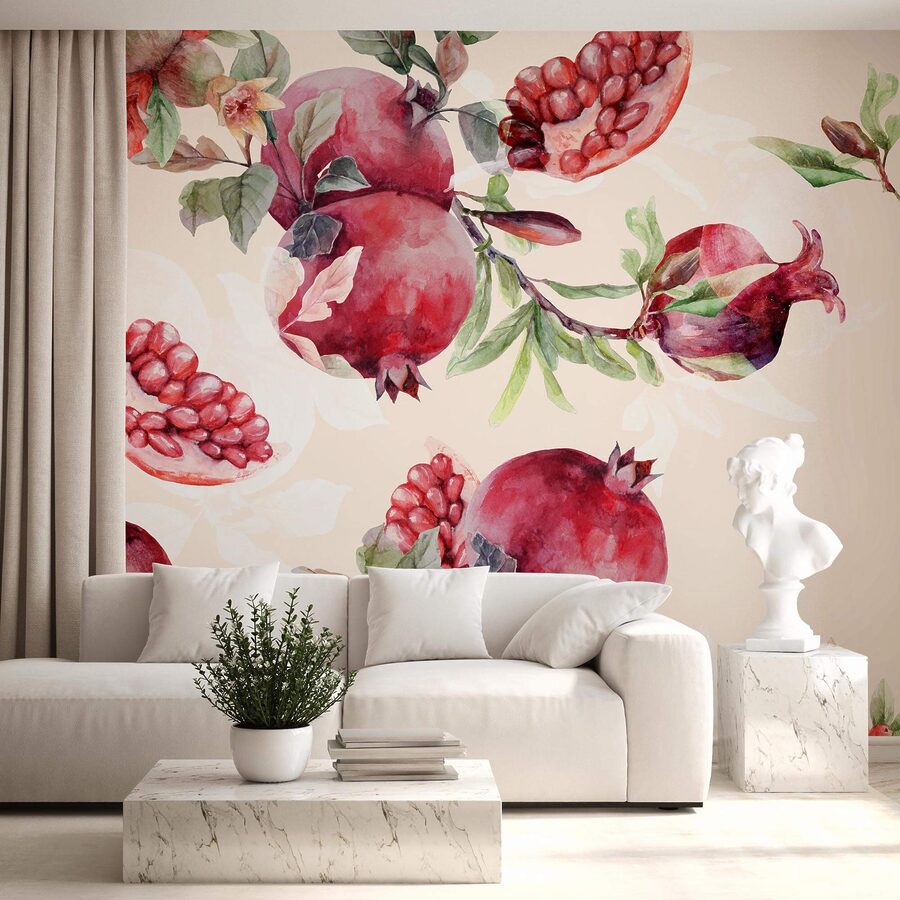Wall murals Pattern of pomegranates and leaves - Image 2