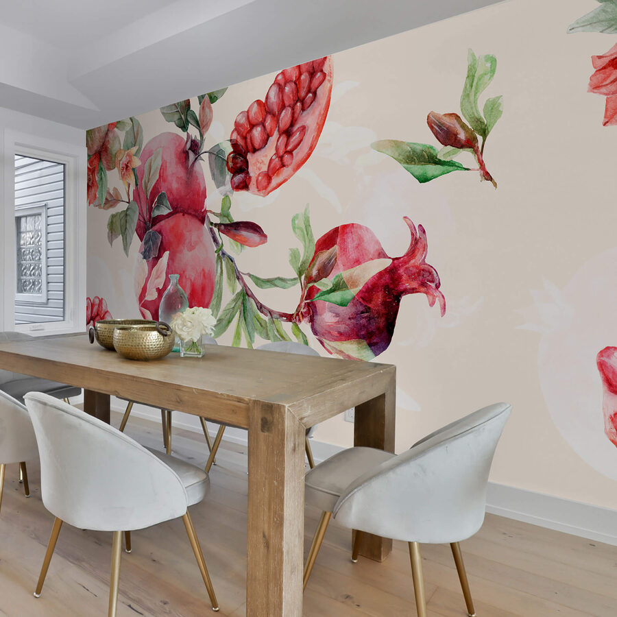 Wall murals Pattern of pomegranates and leaves - Image 4