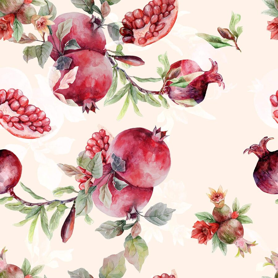 Wall murals Pattern of pomegranates and leaves - Image 5