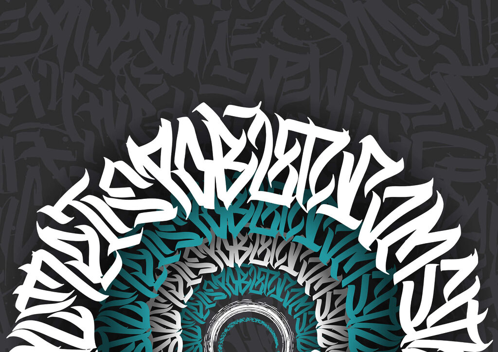 White and blue graffiti on a black background t00012p 1024x724 - White and blue graffiti on a black background - tegory