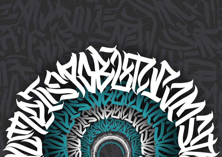 t00012p 900x636 - White and blue graffiti on a black background - tegory