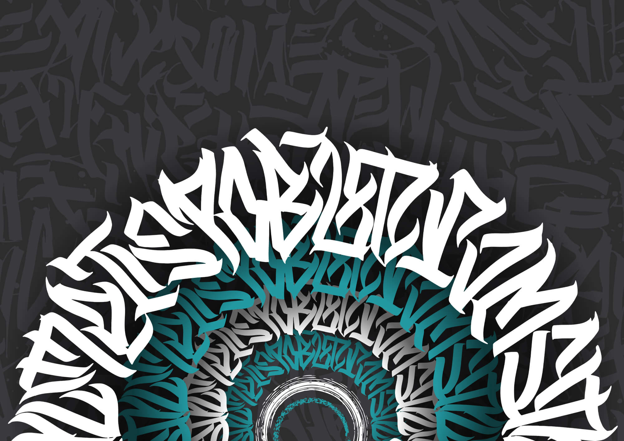 White and blue graffiti on a black background t00012p - White and blue graffiti on a black background - tegory