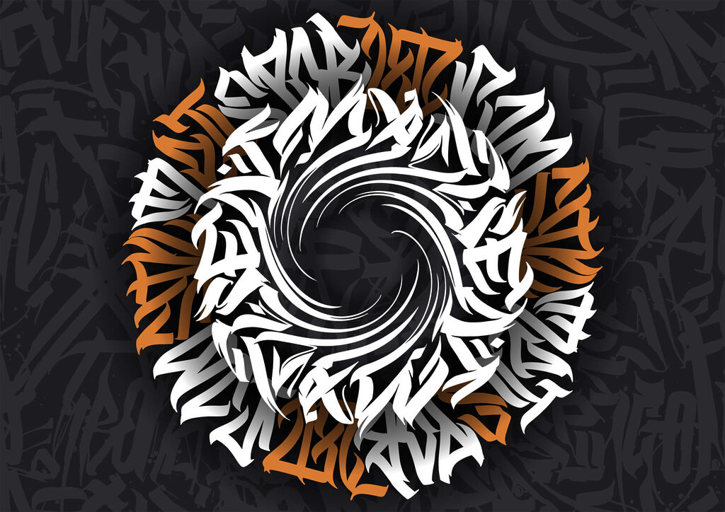 Circular pattern with white and orange letters t00013v1p 1024x724 - Circular pattern with white and orange letters - tegory