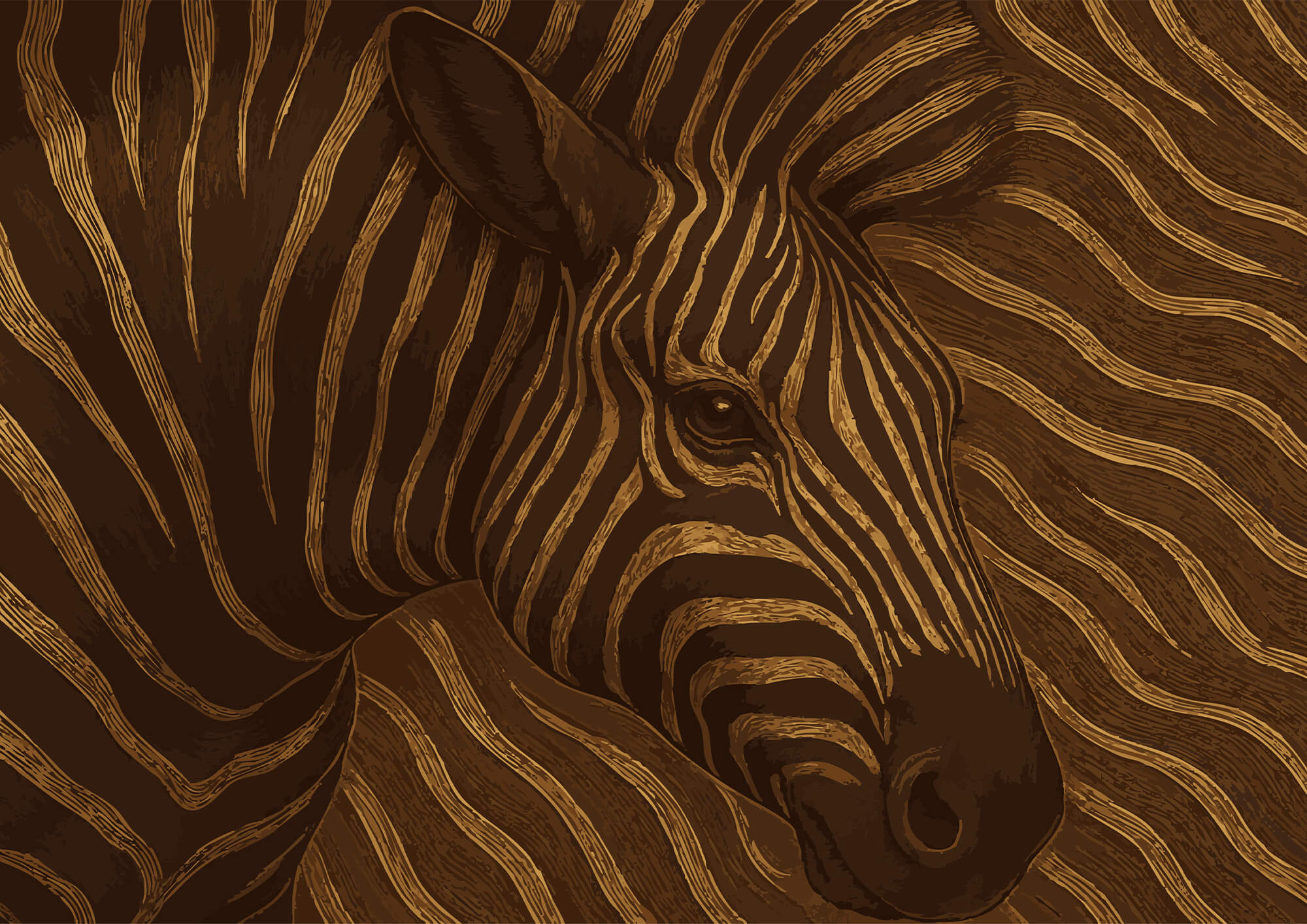 Zebra in abstract swirls of color t00011p - Zebra in abstract swirls of color