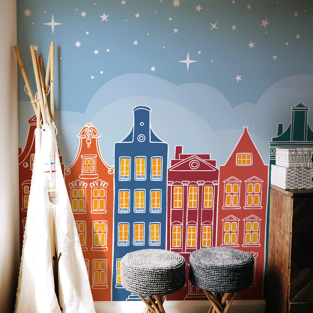 Row of colorful buildings