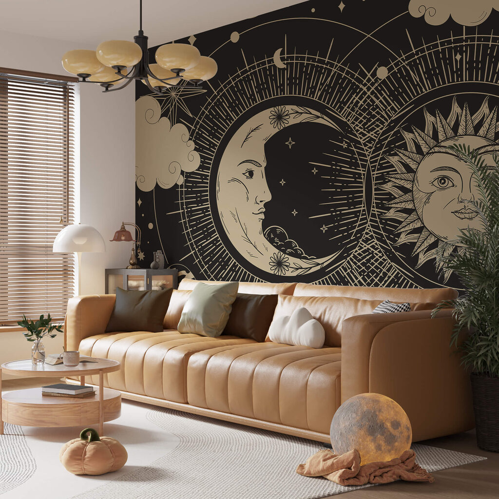 Sun and moon in the sky