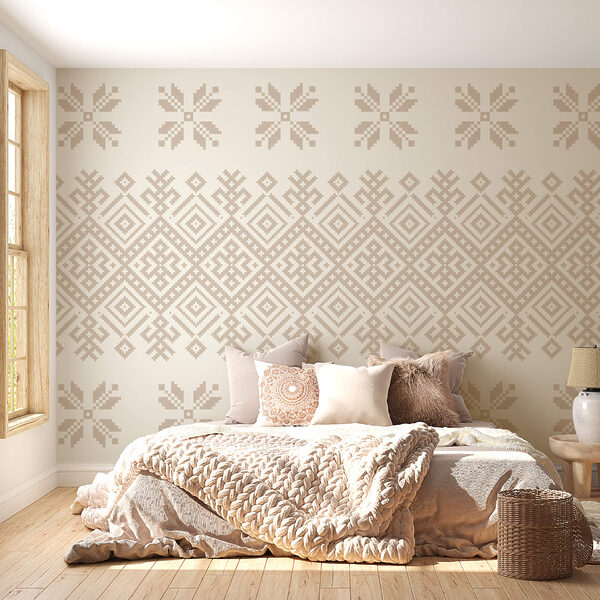 Pattern of geometric shapes and flowers Pattern of geometric shapes and flowers