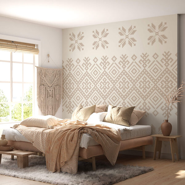 Pattern of geometric shapes and flowers Pattern of geometric shapes and flowers