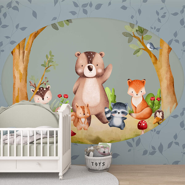 Cartoon of animals in a forest Cartoon of animals in a forest