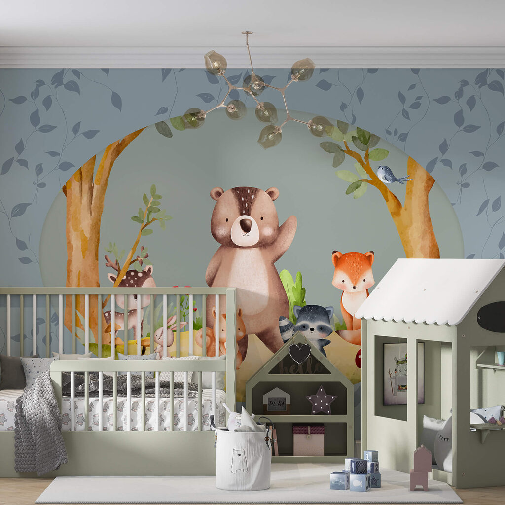 Cartoon of animals in a forest Cartoon of animals in a forest