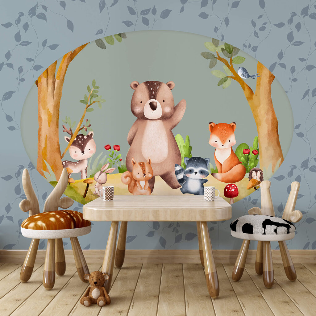 Cartoon of animals in a forest Cartoon of animals in a forest