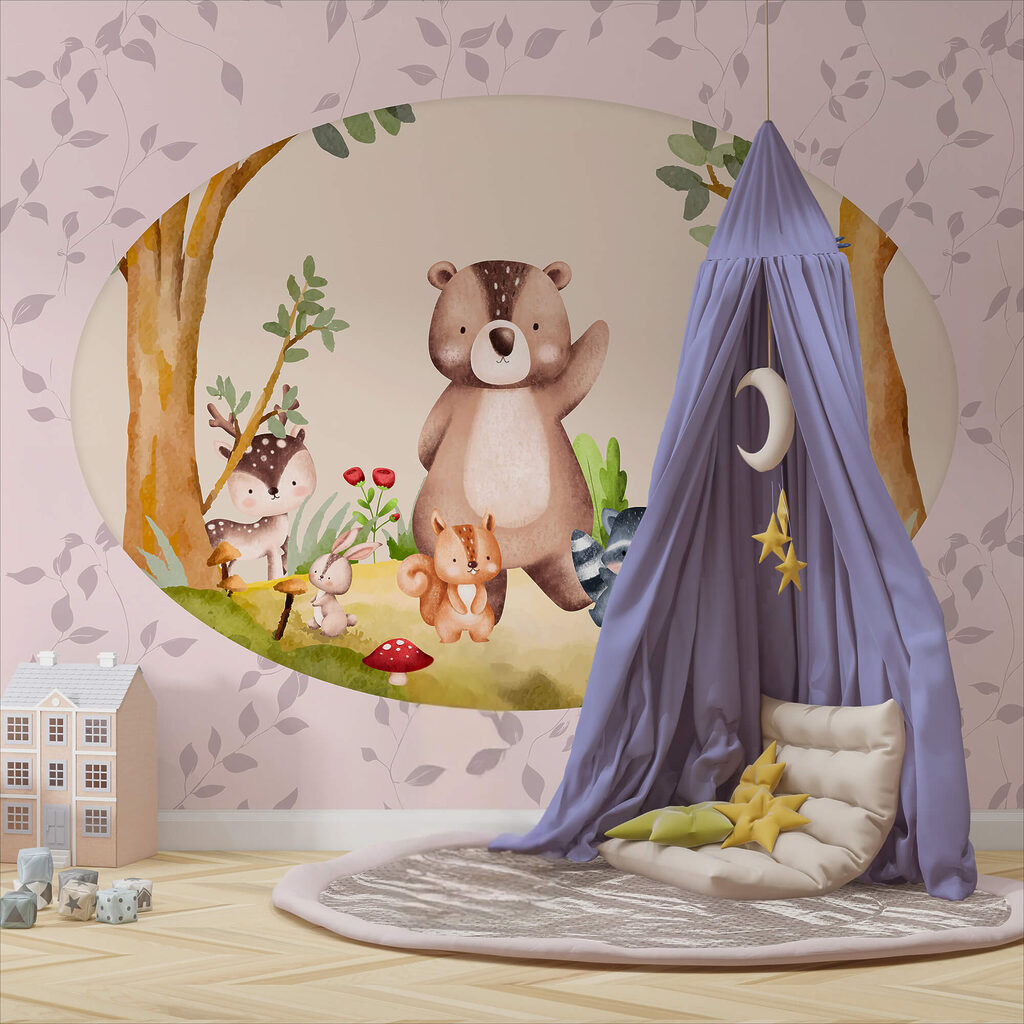 Cartoon of animals in a forest Cartoon of animals in a forest