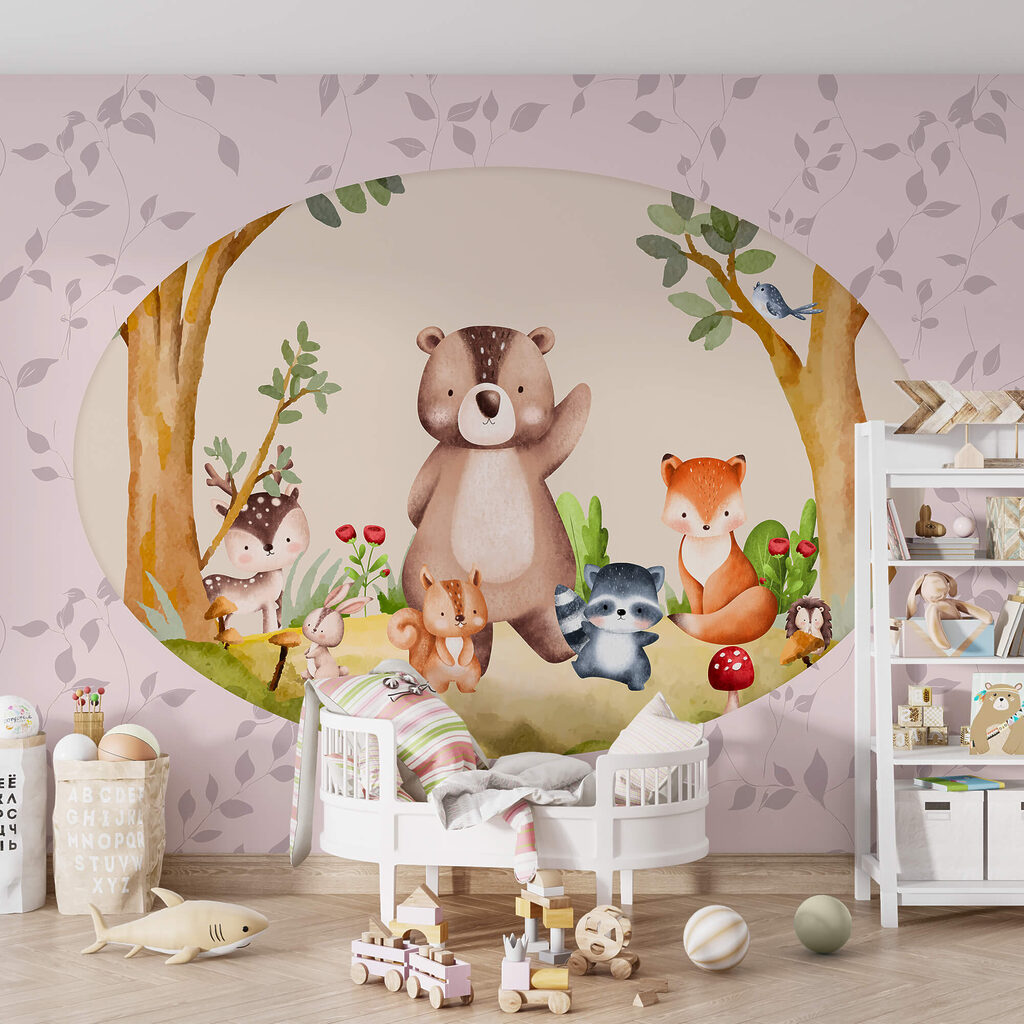 Cartoon of animals in a forest Cartoon of animals in a forest