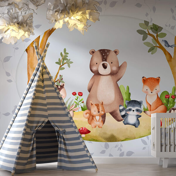 Cartoon of animals in a forest Cartoon of animals in a forest