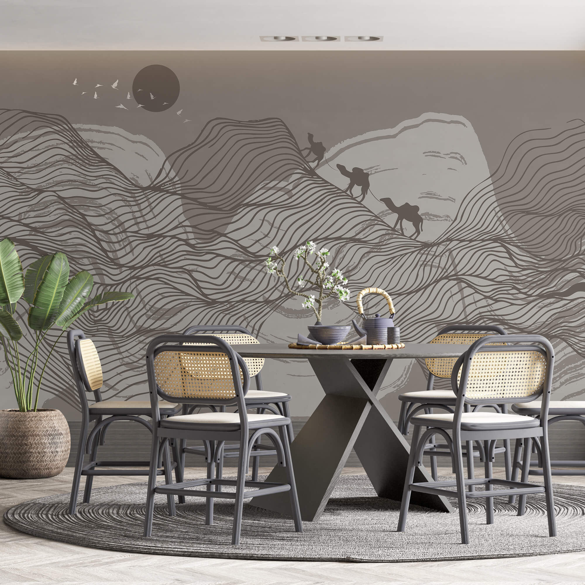 Drawing of a desert landscape