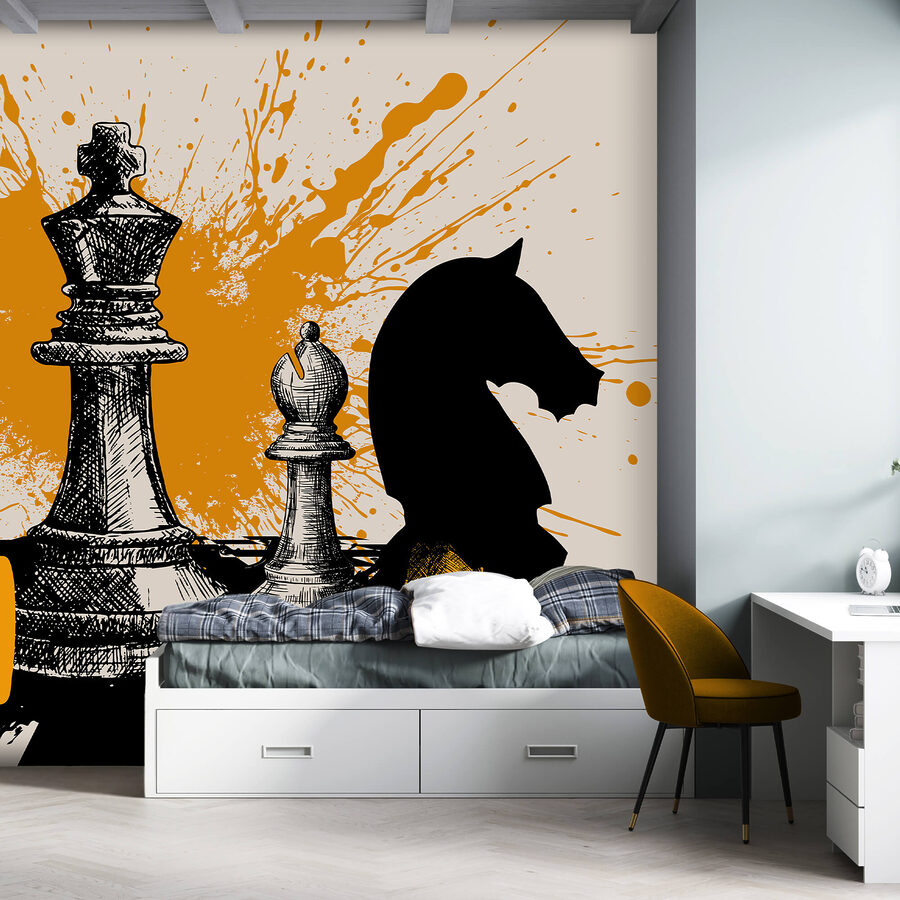 Wall murals Black and white chess pieces - Image 3