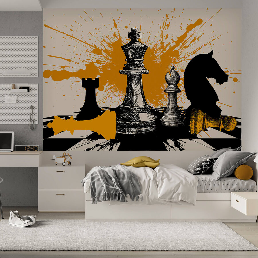 Wall murals Black and white chess pieces