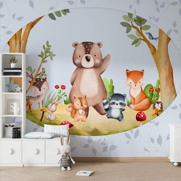 Cartoon of animals in a forest Cartoon of animals in a forest