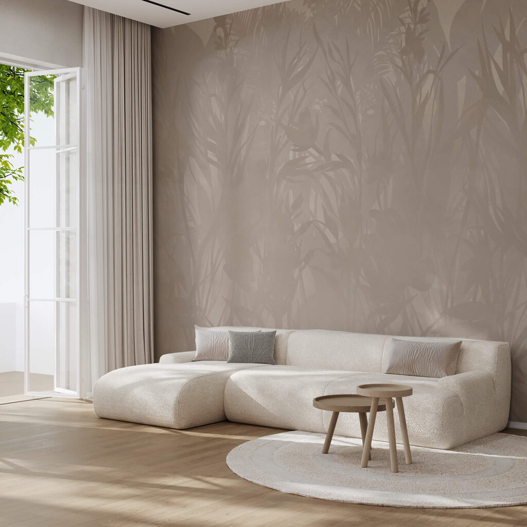 - Subtle botanical patterns in soft tones