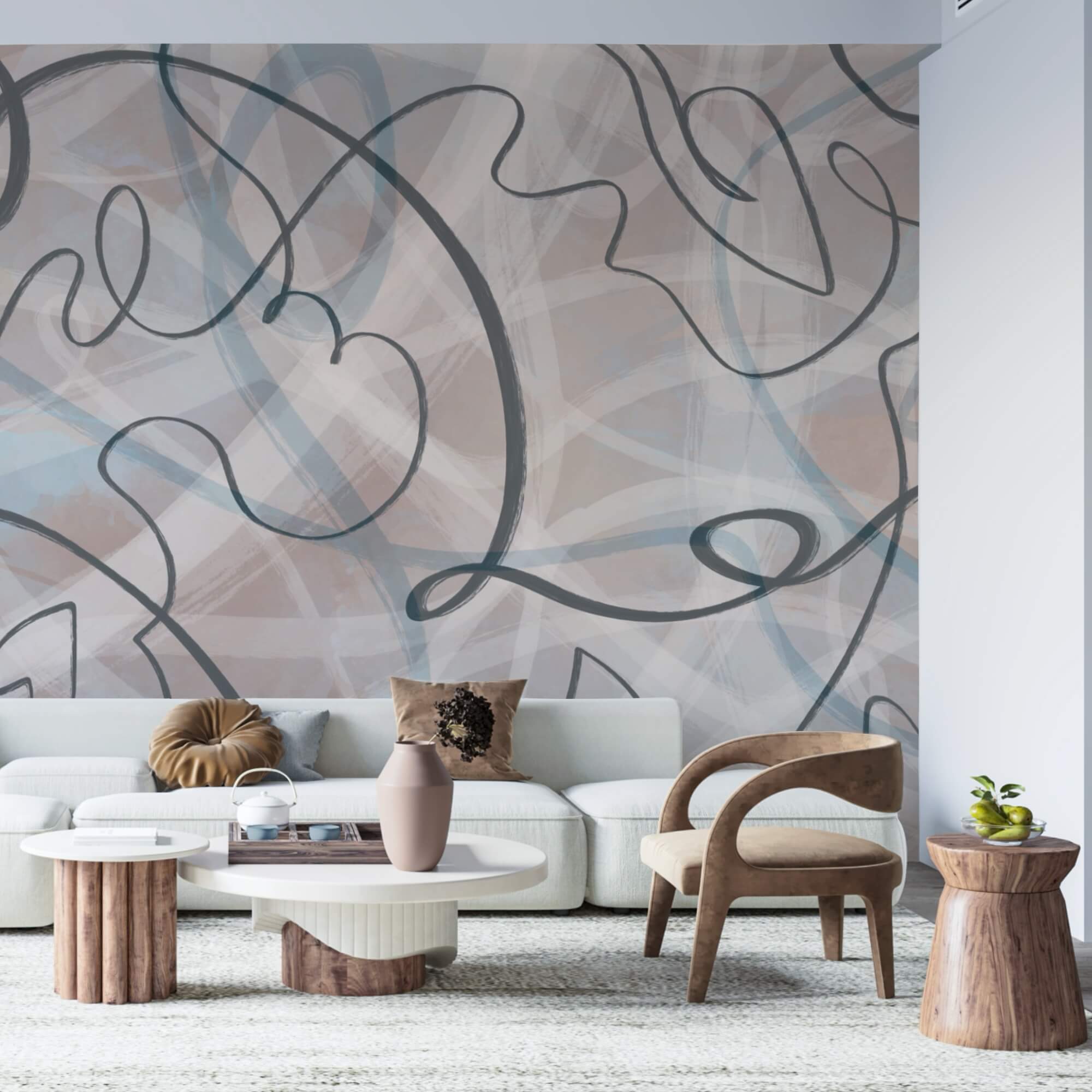Flowing lines and soft hues blend