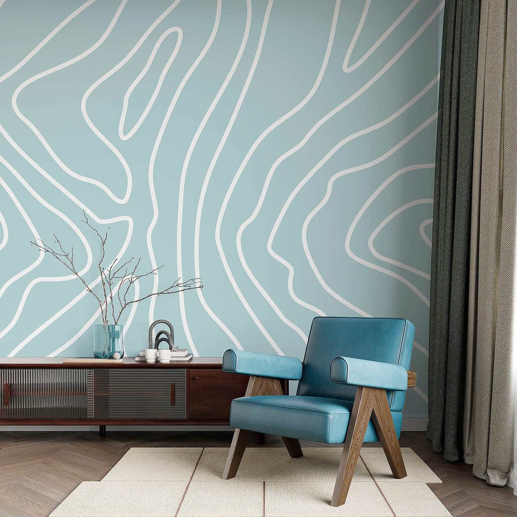 White lines on a blue background