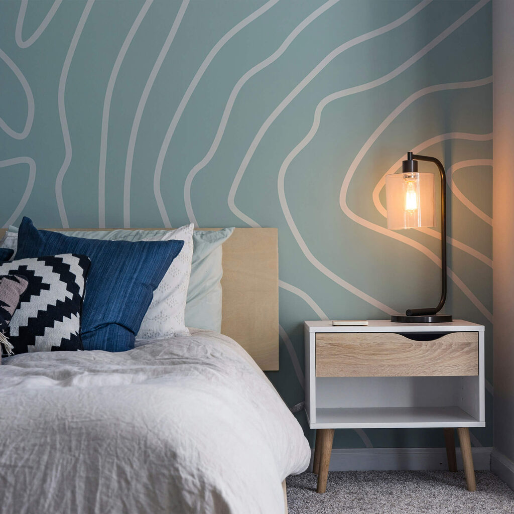 White lines on a blue background