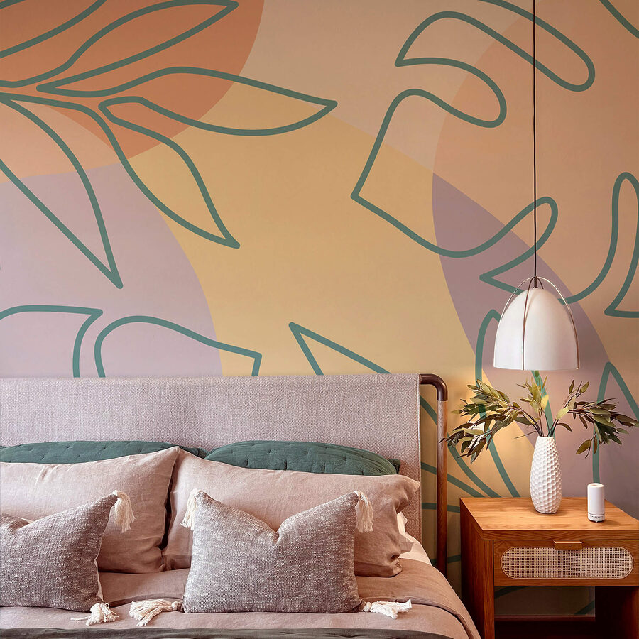 Pattern of leaves on a colorful background