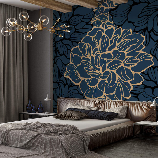 Bold floral design on dark background