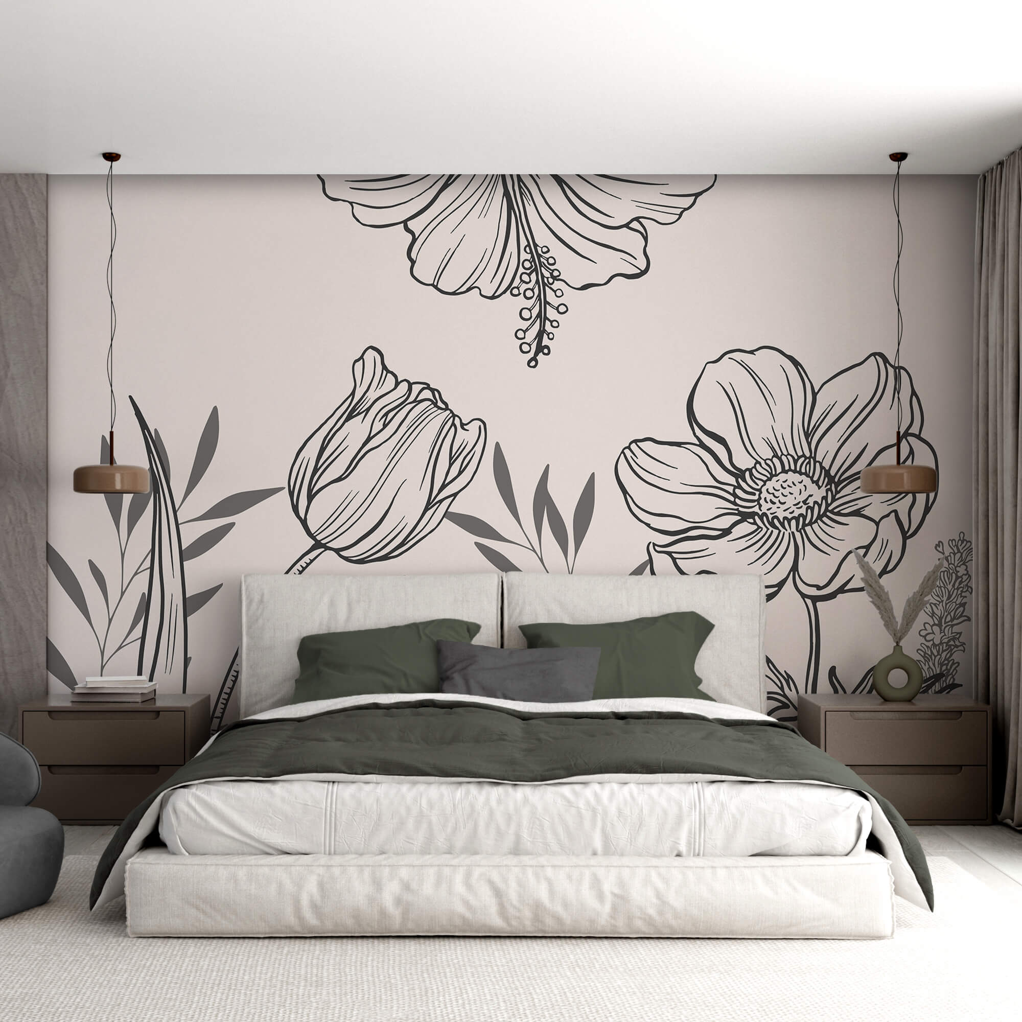 Delicate floral line art design