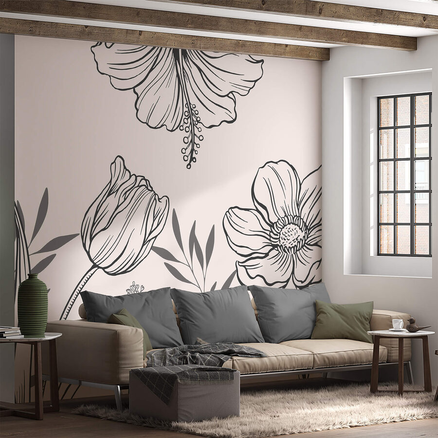 Delicate floral line art design