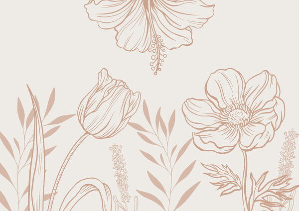 Delicate floral line art design. Delicate floral line art design.