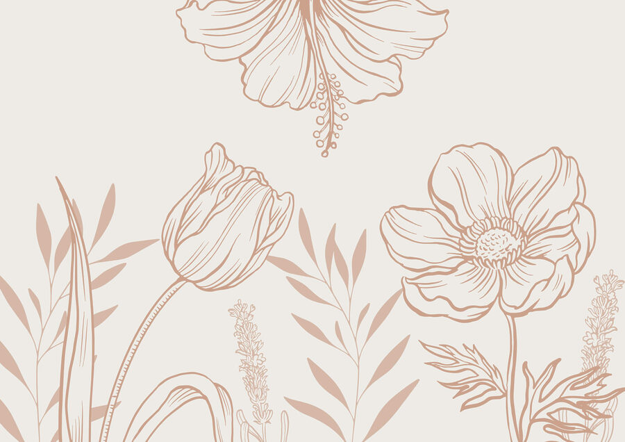 Delicate floral line art design.