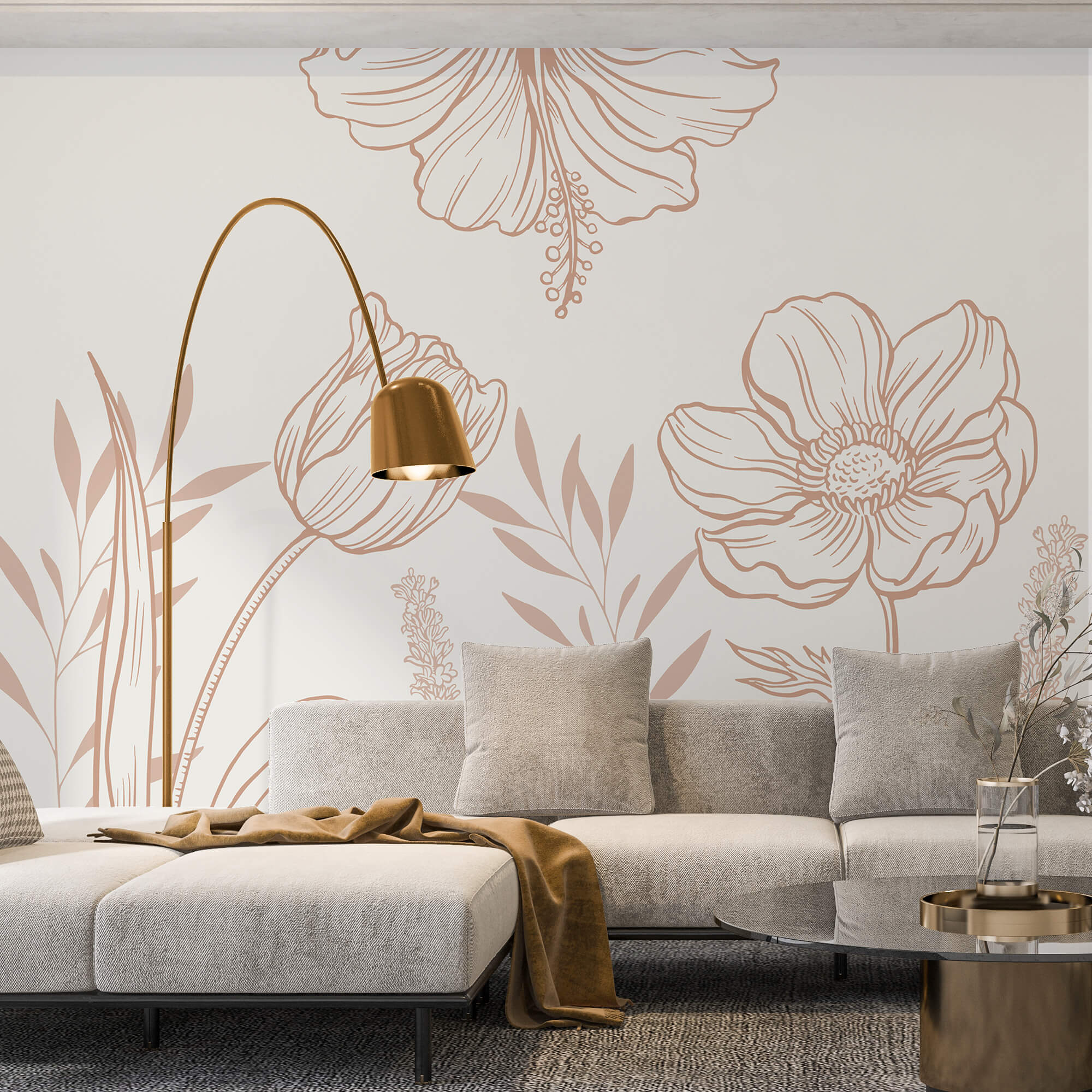Delicate floral line art design.