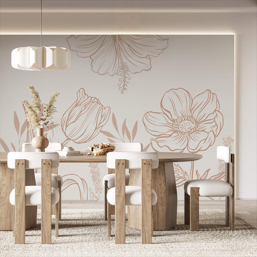 Delicate floral line art design.