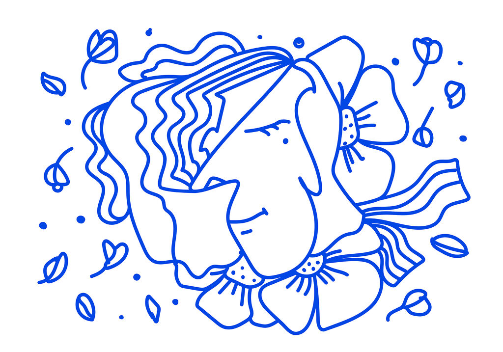 Drawing of a woman with flowers Drawing of a woman with flowers