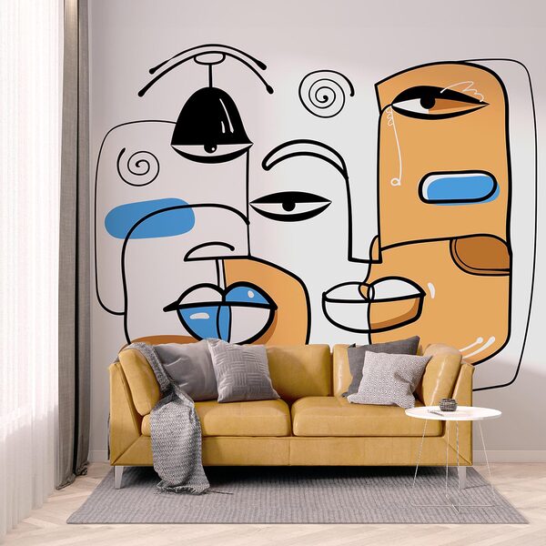 Group of faces drawn on a white background Group of faces drawn on a white background
