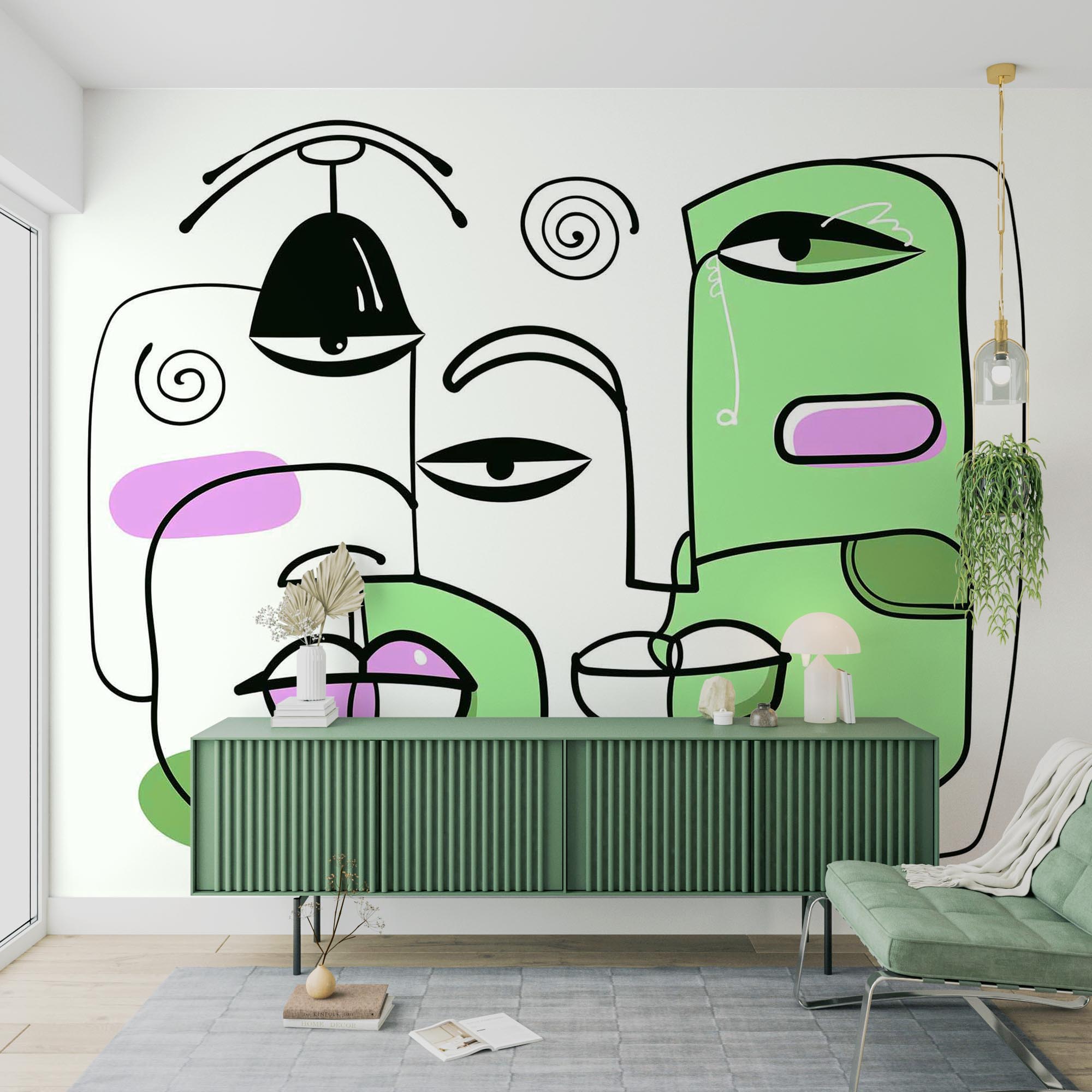 Drawing of faces and lips