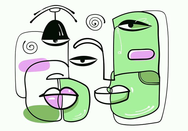 Drawing of faces and lips Drawing of faces and lips