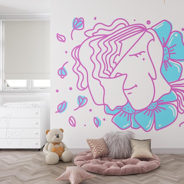 Drawing of a woman with flowers Drawing of a woman with flowers