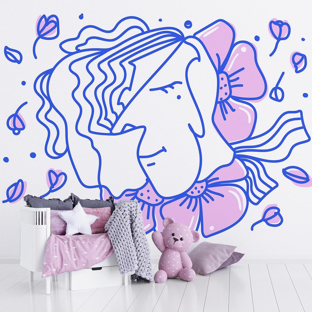 Drawing of a woman with flowers