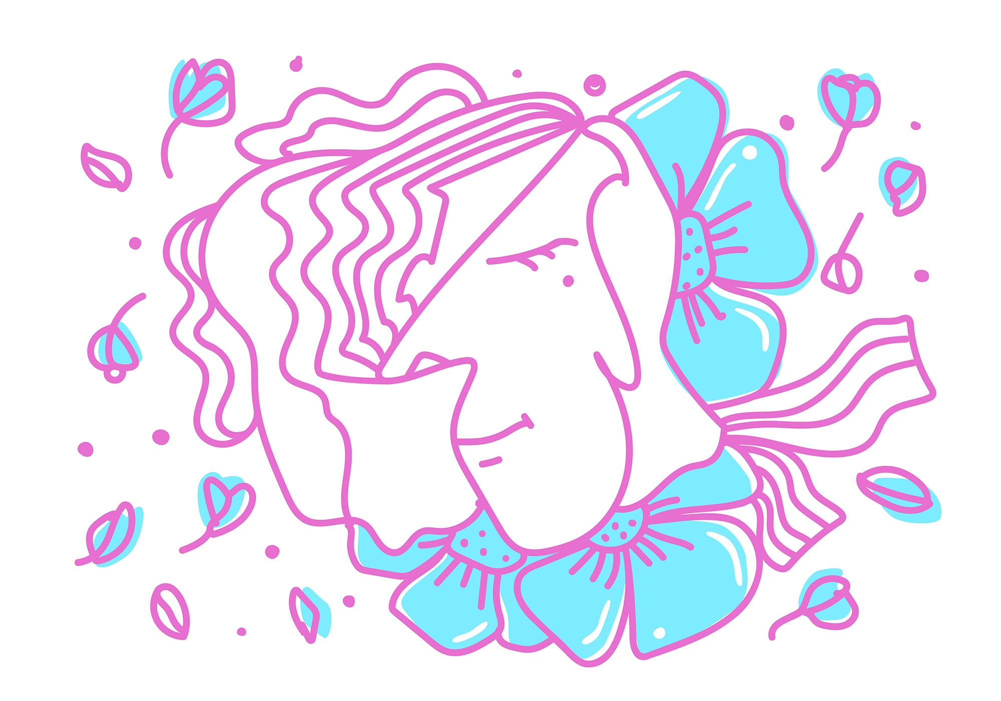 Drawing of a woman with flowers Drawing of a woman with flowers