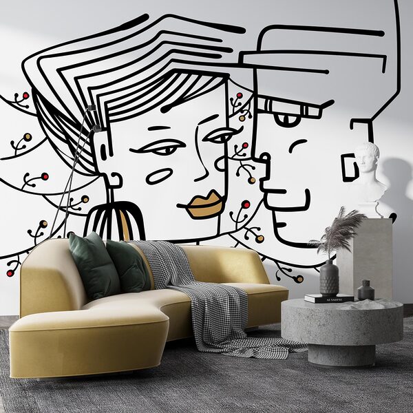 Drawing of a man and a woman Drawing of a man and a woman
