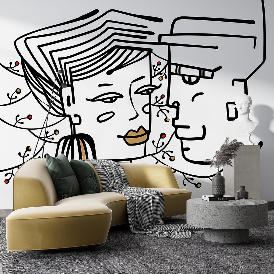 Drawing of a man and a woman Drawing of a man and a woman