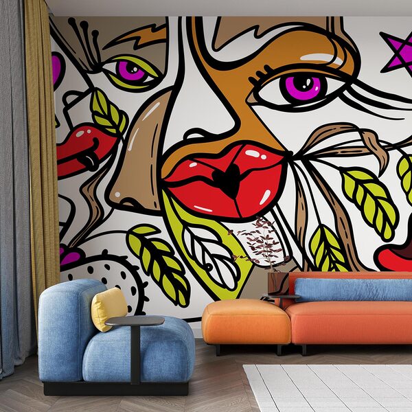 - Vibrant face with bold patterns - Vibrant face with bold patterns