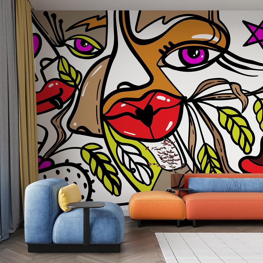 - Vibrant face with bold patterns