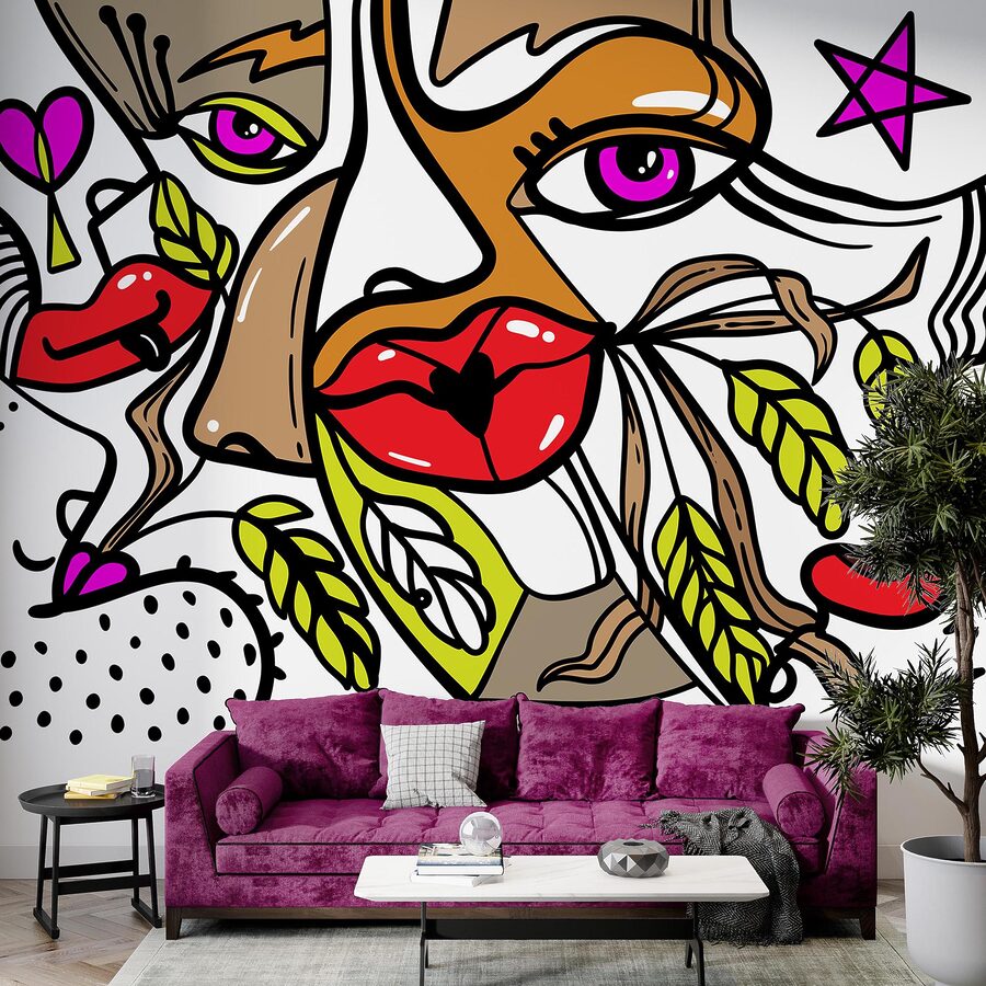 - Vibrant face with bold patterns