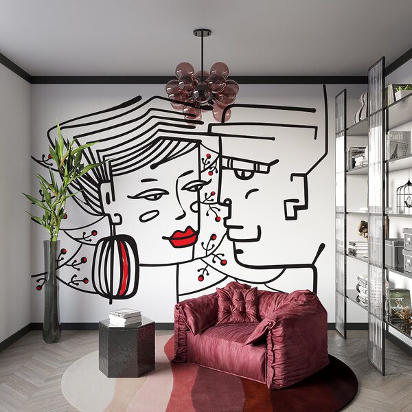 Drawing of a man and a woman