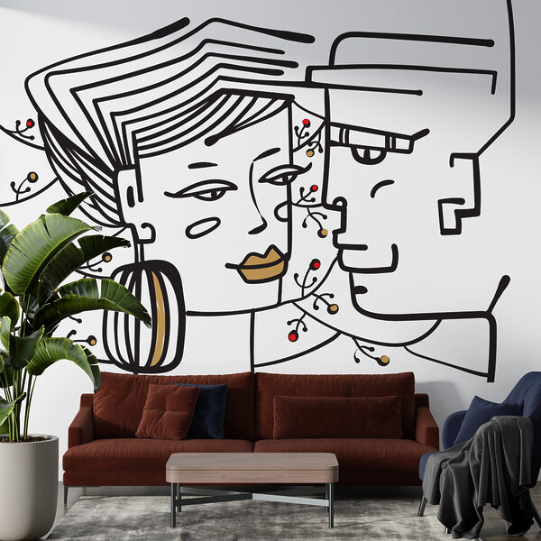 Drawing of a man and a woman Drawing of a man and a woman