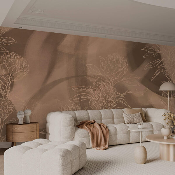 Floral outlines on warm background